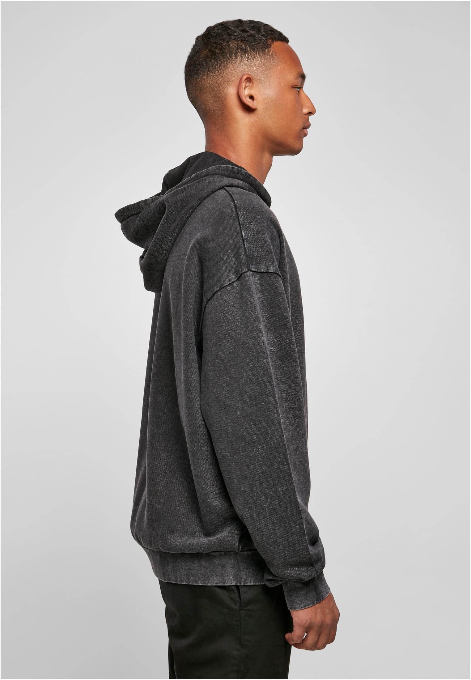 Acid Washed Oversized Hoody Black