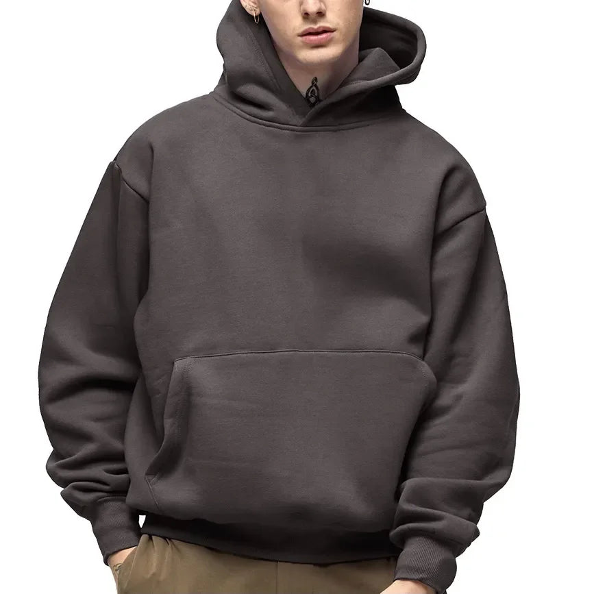 500GSM peso pesado moda hombres sudaderas con capucha nuevo Otoño Invierno Casual grueso algodón hombres Top Color sólido sudaderas con capucha sudadera masculina