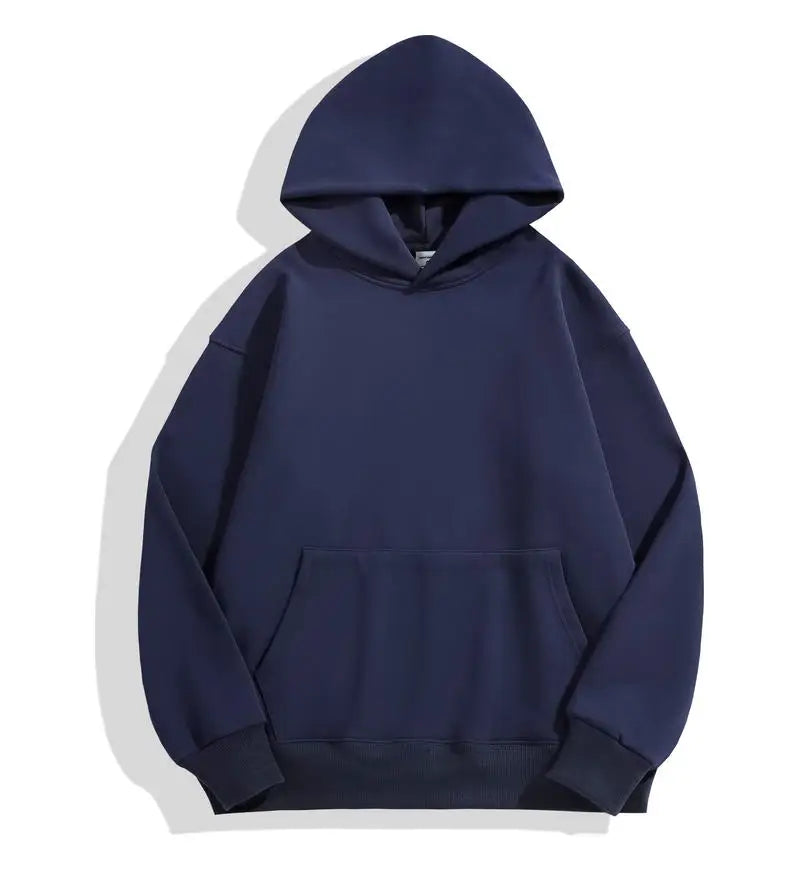 500GSM peso pesado moda hombres sudaderas con capucha nuevo Otoño Invierno Casual grueso algodón hombres Top Color sólido sudaderas con capucha sudadera masculina