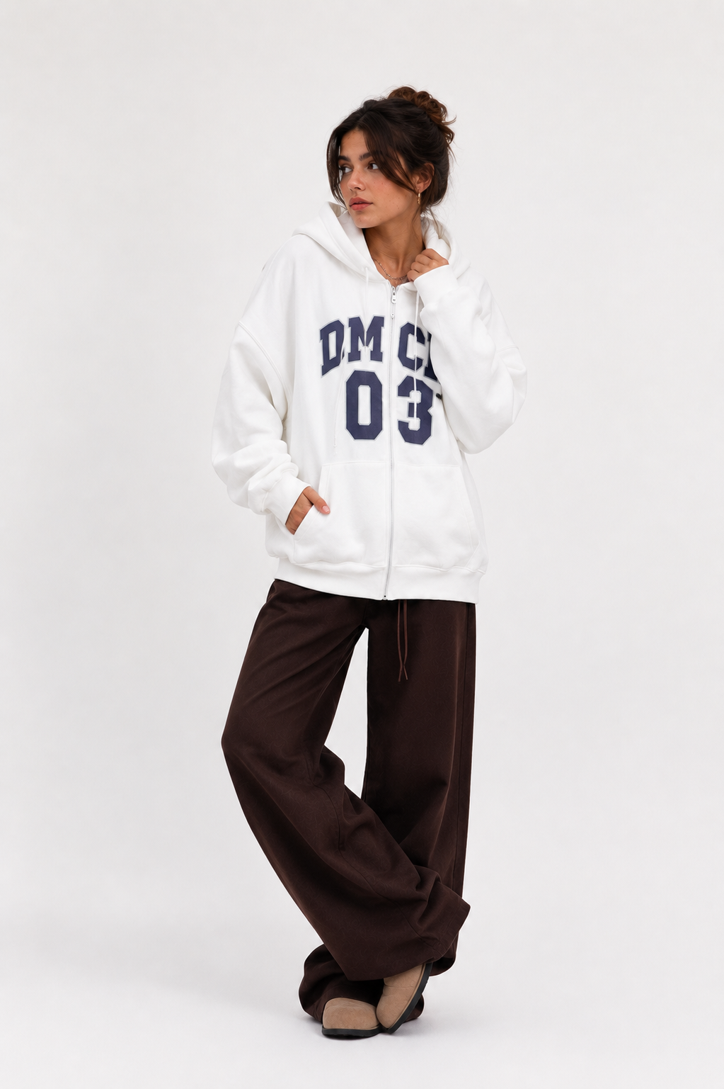 HOODIE DEPORTIVA CON CREMALLERA HOMBRE | BLANCO