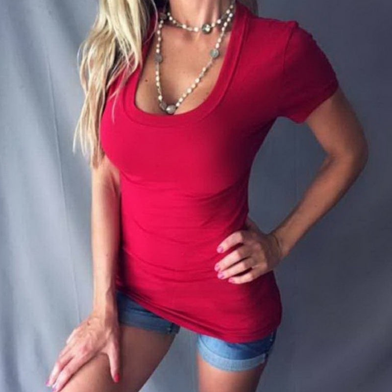 Top slim mujer | Escote en V profundo | Moda verano